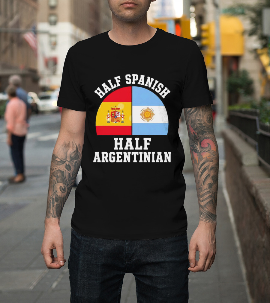 Half Spanish Half Argentinian Flags T-Shirt