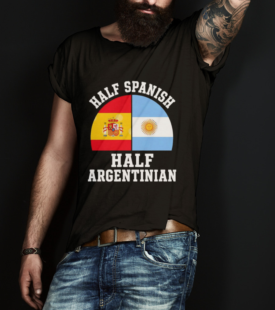 Half Spanish Half Argentinian Flags T-Shirt
