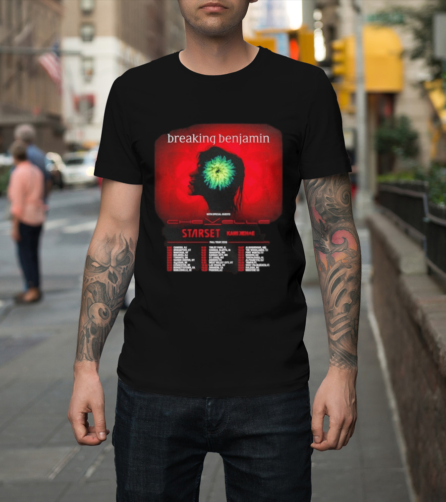 Breaking Benjamin Chevelle Starset Kami Kehe Fall Tour 2026 Dates And Locations T-Shirt