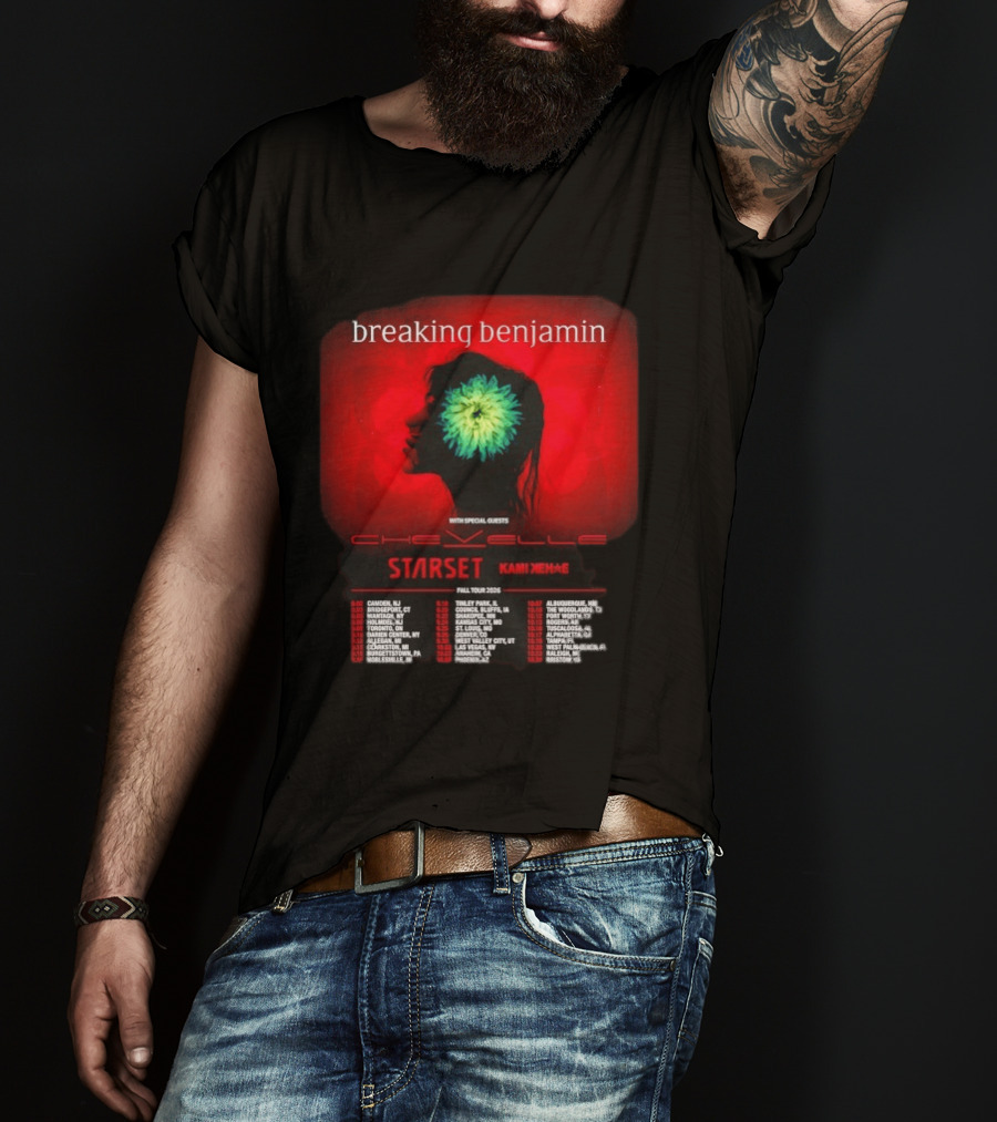 Breaking Benjamin Chevelle Starset Kami Kehe Fall Tour 2026 Dates And Locations T-Shirt