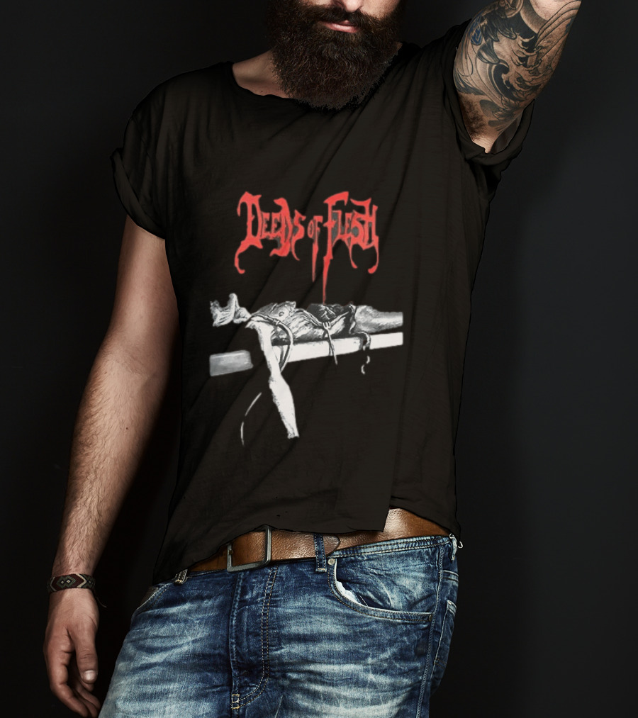 Deeds Of Flesh Trading Pieces The Mortician Stands Over The Body Mind Altered Two Sided T-Shirt
