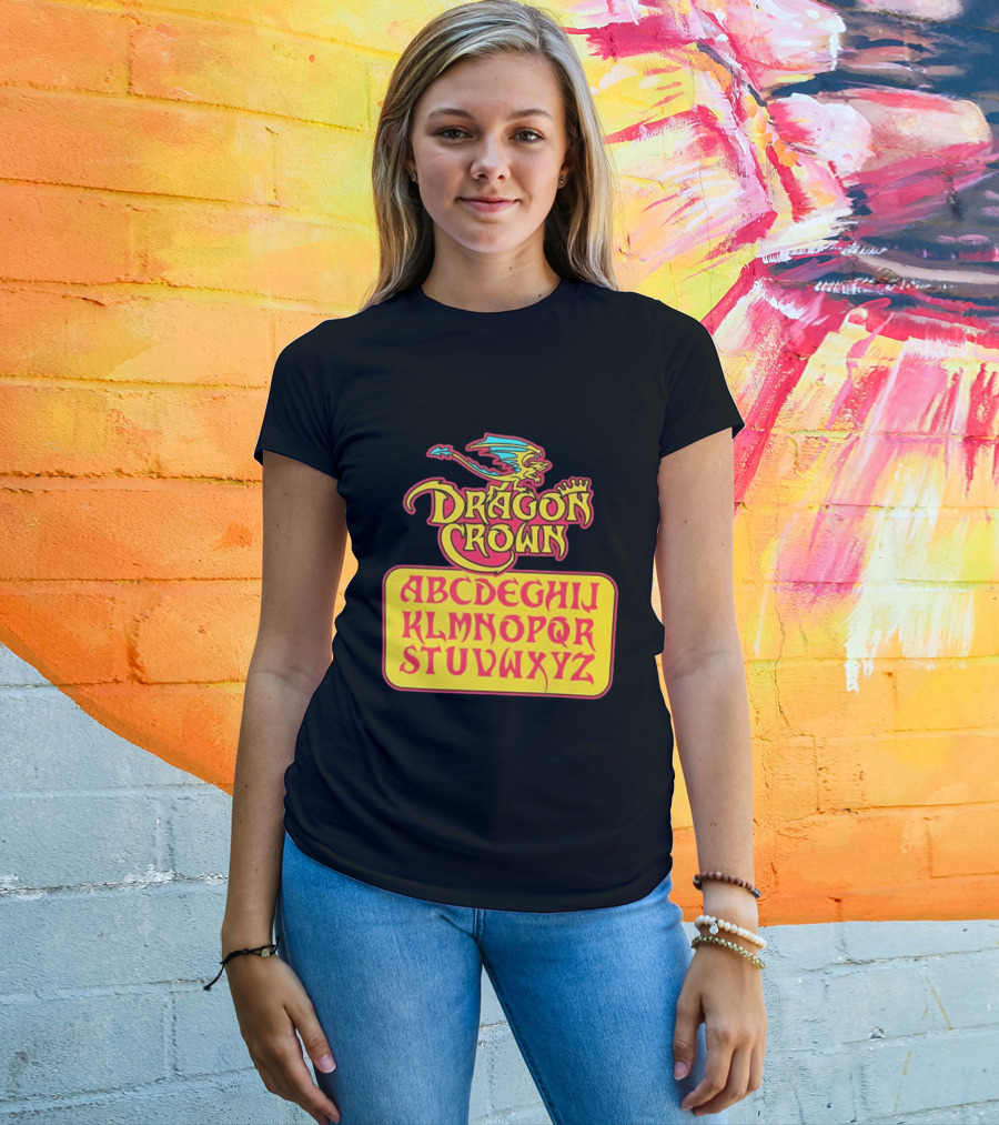 Dragon Crown Alphabet With Colorful Dragon Art And Bold Letters T-Shirt