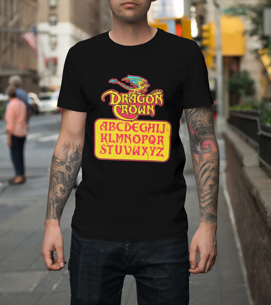Dragon Crown Alphabet With Colorful Dragon Art And Bold Letters T-Shirt