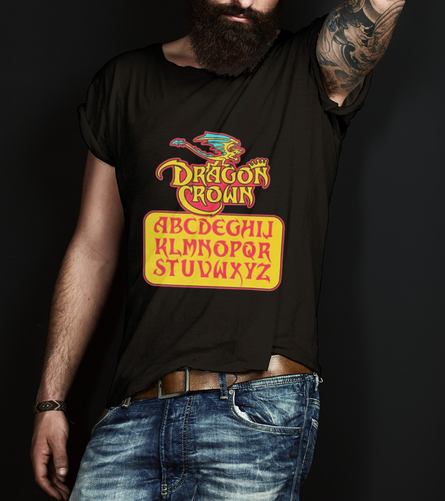 Dragon Crown Alphabet With Colorful Dragon Art And Bold Letters T-Shirt