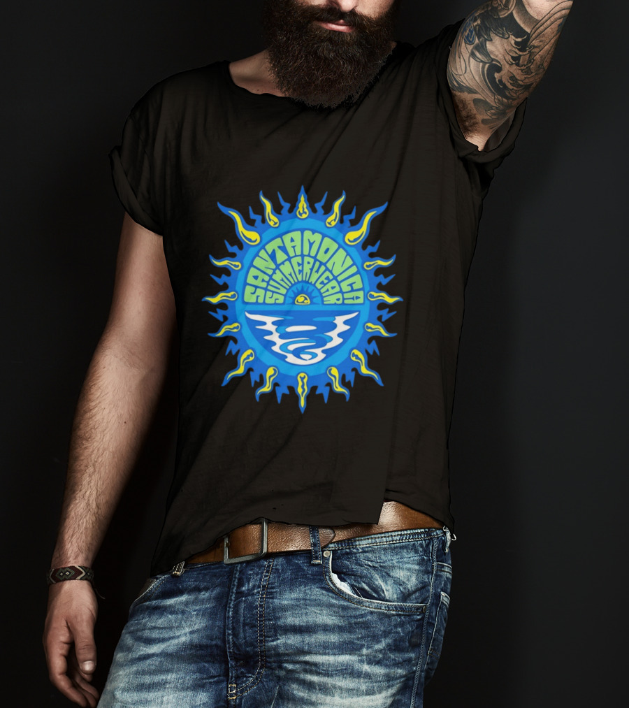 Santa Monica Summerwear Sun And Ocean Beach Radiant Waves T-Shirt