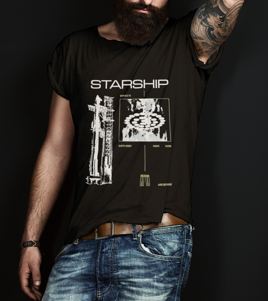 Starship Service Earth Orbit Moon Mars Beyond T-Shirt
