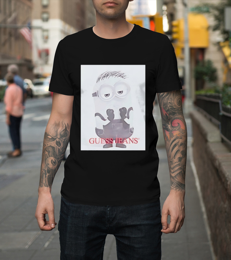 Minion Guess Jeans Despicable Me Goggle Wearing Cartoon T-Shirt