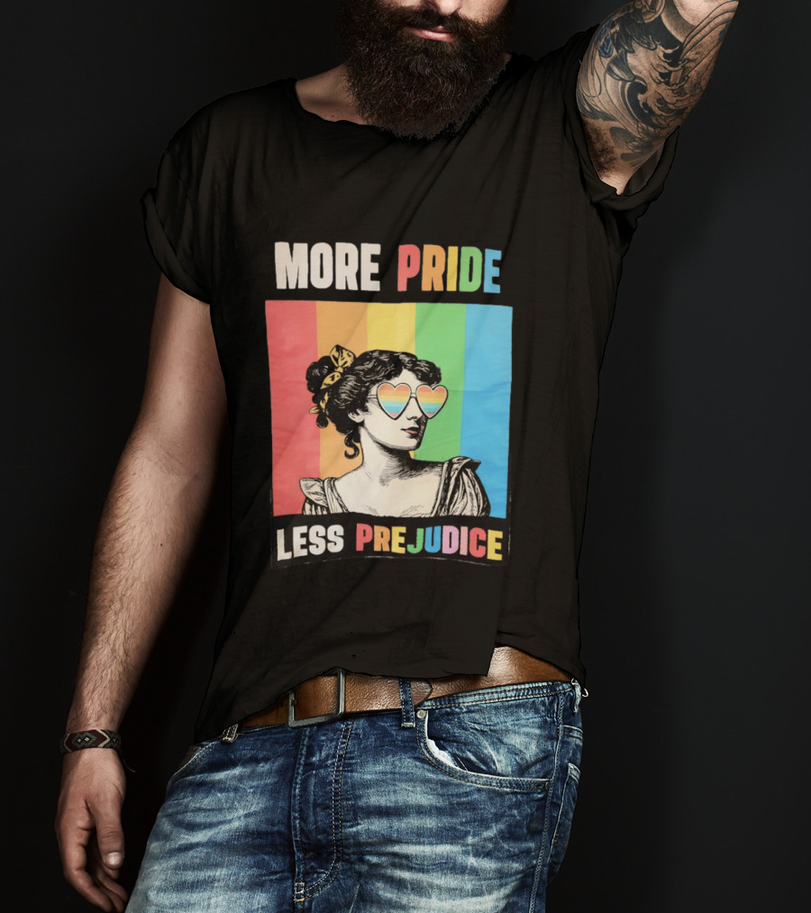 More Pride Less Prejudice Rainbow Heart Sunglasses Regency T-Shirt