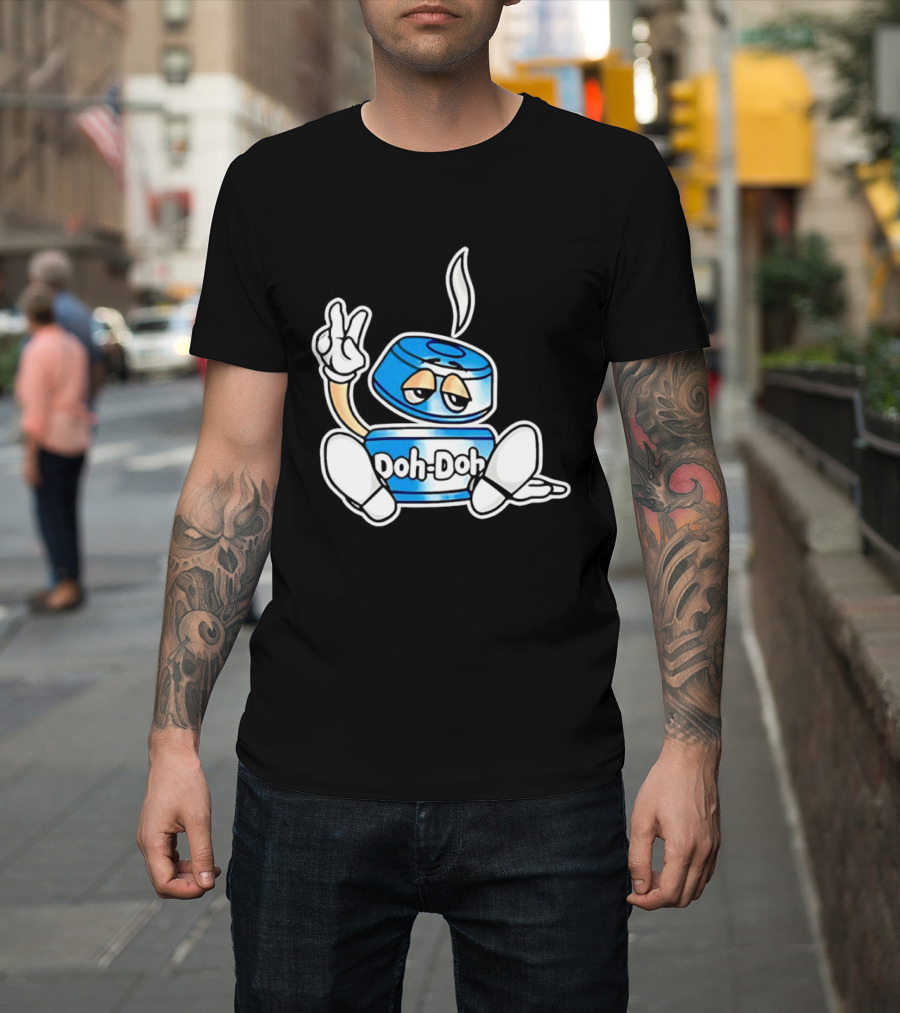 Doh Doh Peace Sign Playful Cartoon Character In Relaxed Pose T-Shirt