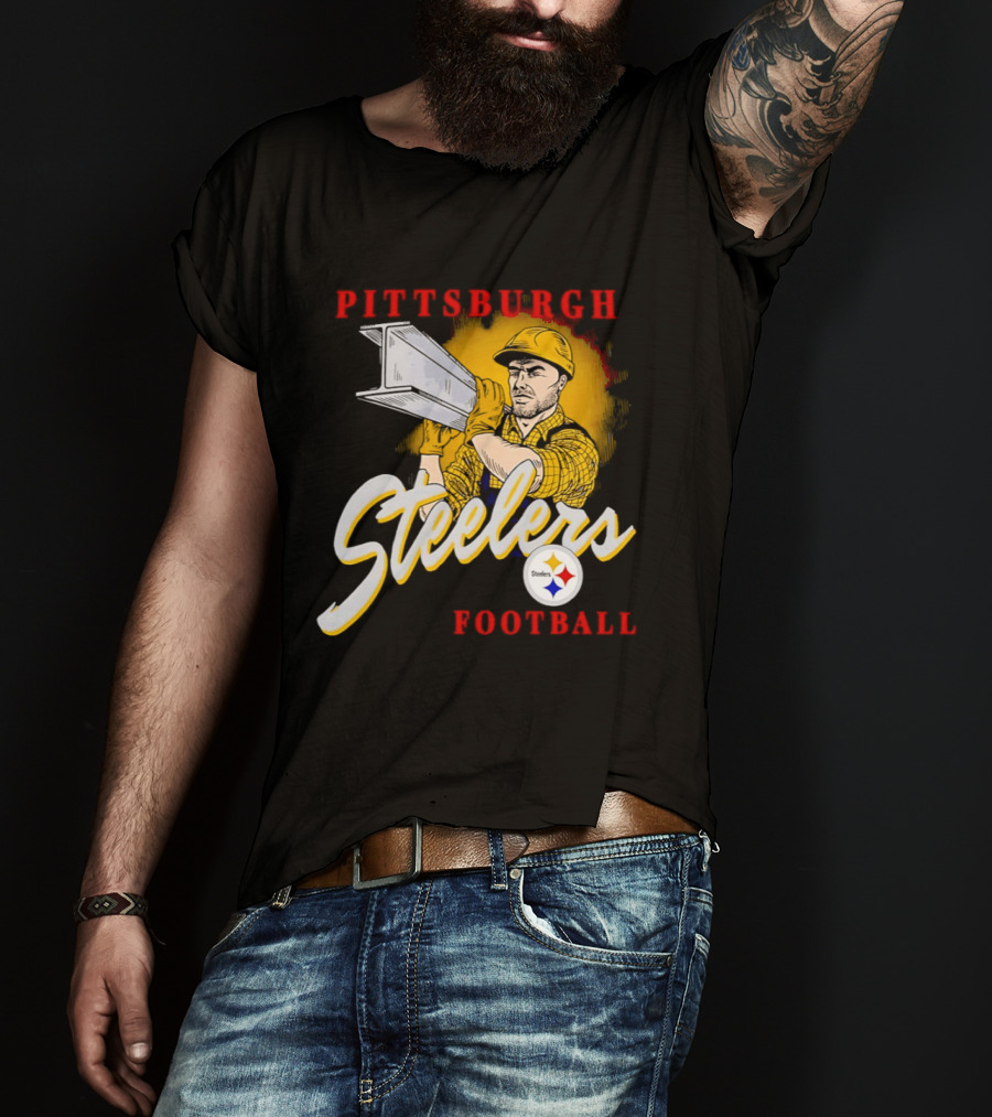 Pittsburgh Steelers Football Worker Steel Beam Icon With Team T-Shirt