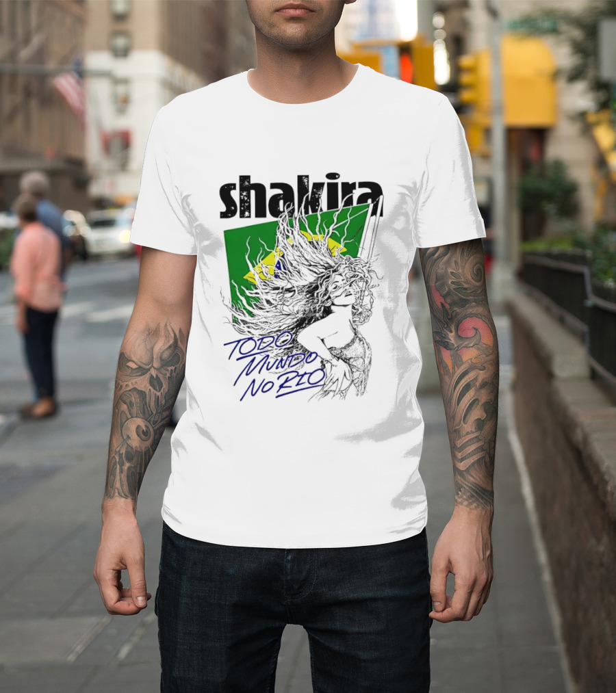 Shakira Todo Mundo No Rio Brazil Flag T-Shirt