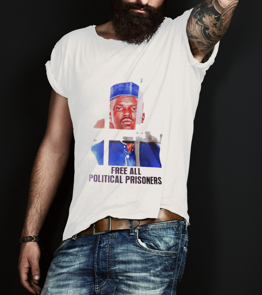 Free All Political Prisoners Protest Activism Painting Blue Beret T-Shirt
