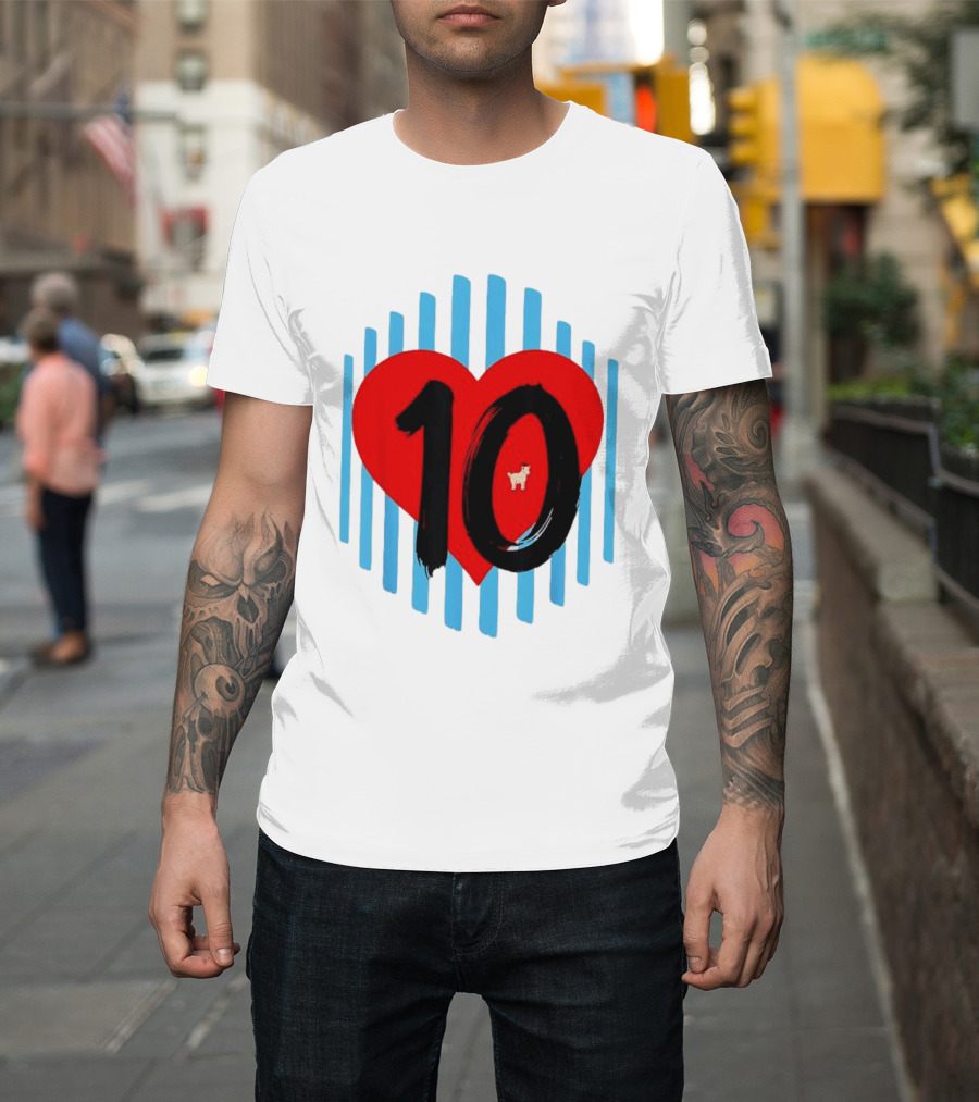 Messi Heart 10 Goat Greatest Of All Time T-Shirt