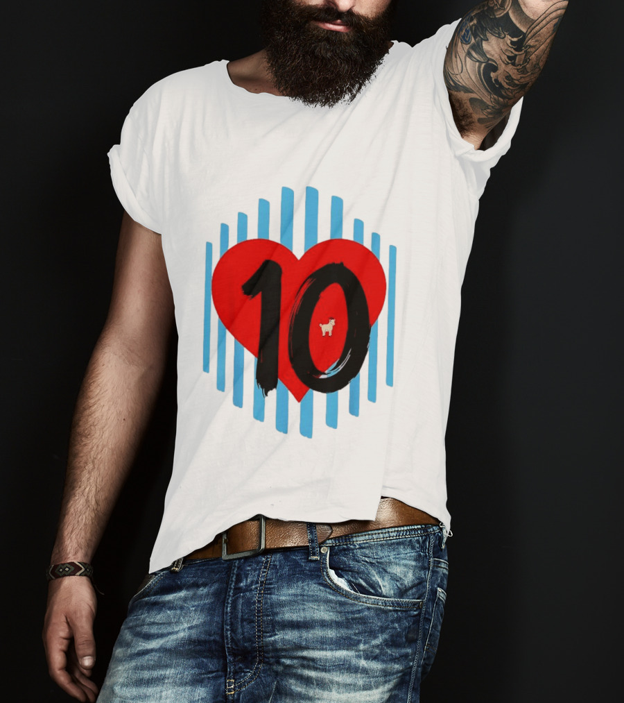 Messi Heart 10 Goat Greatest Of All Time T-Shirt