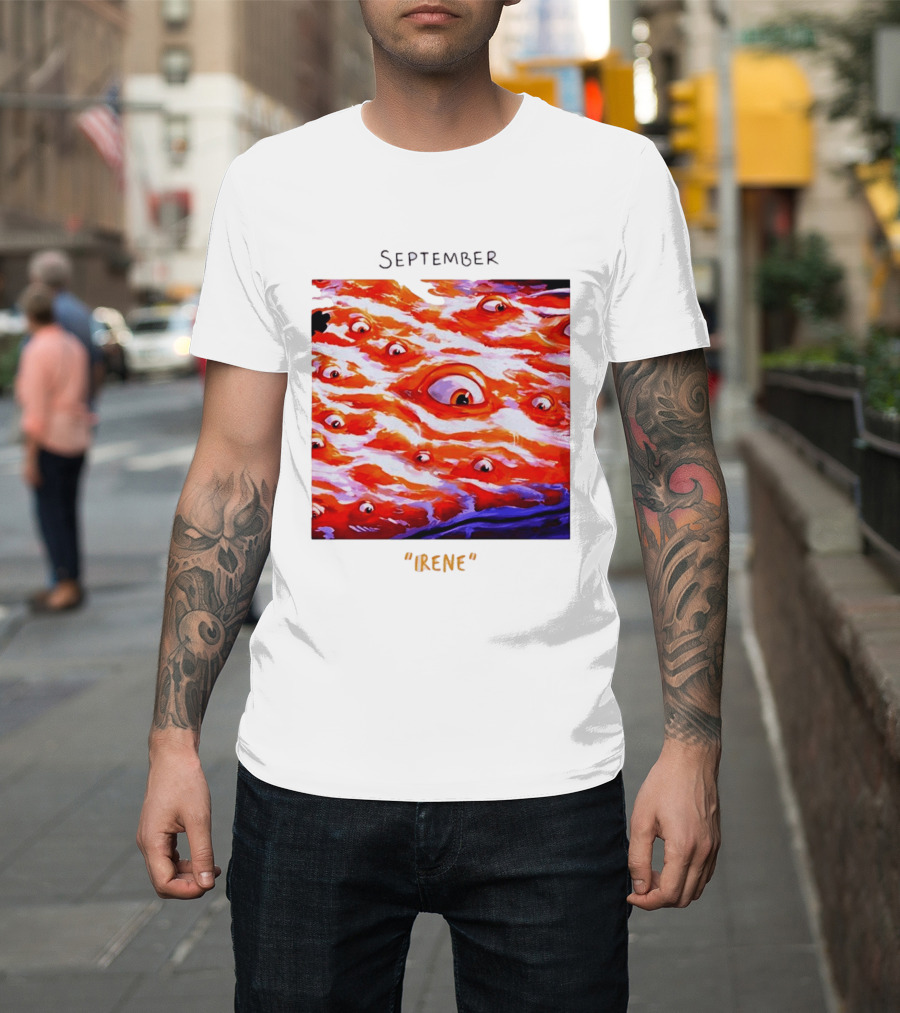 September Irene Surreal Eye Red Waves With Multiple Eyes T-Shirt