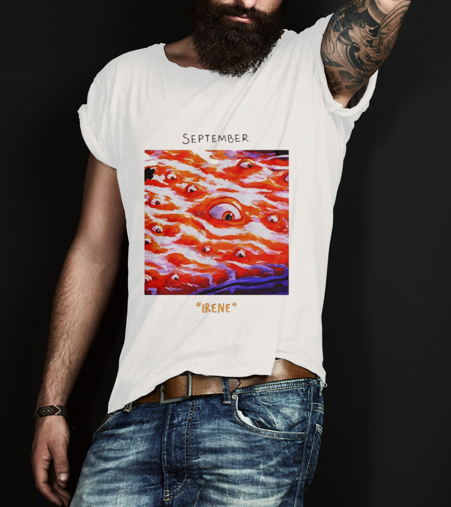 September Irene Surreal Eye Red Waves With Multiple Eyes T-Shirt