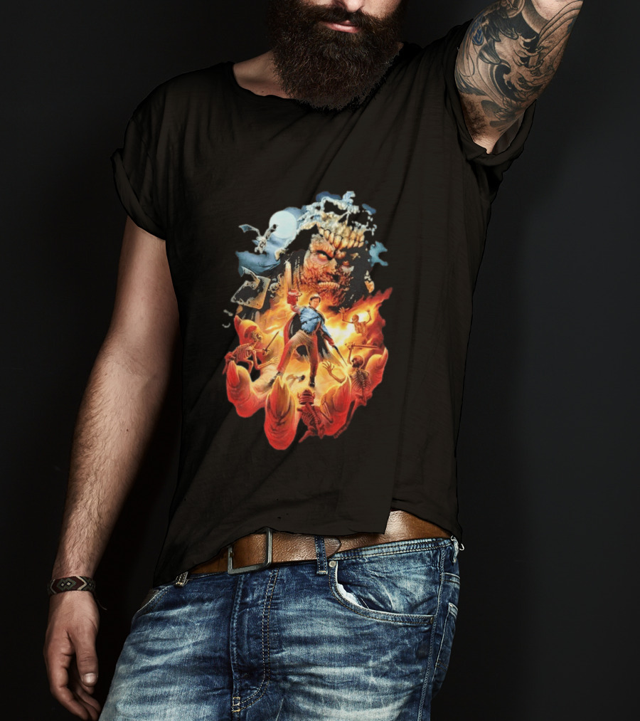 Army Of Darkness Who Wants Some Epic Movie Artwork Battle Scene T-Shirt