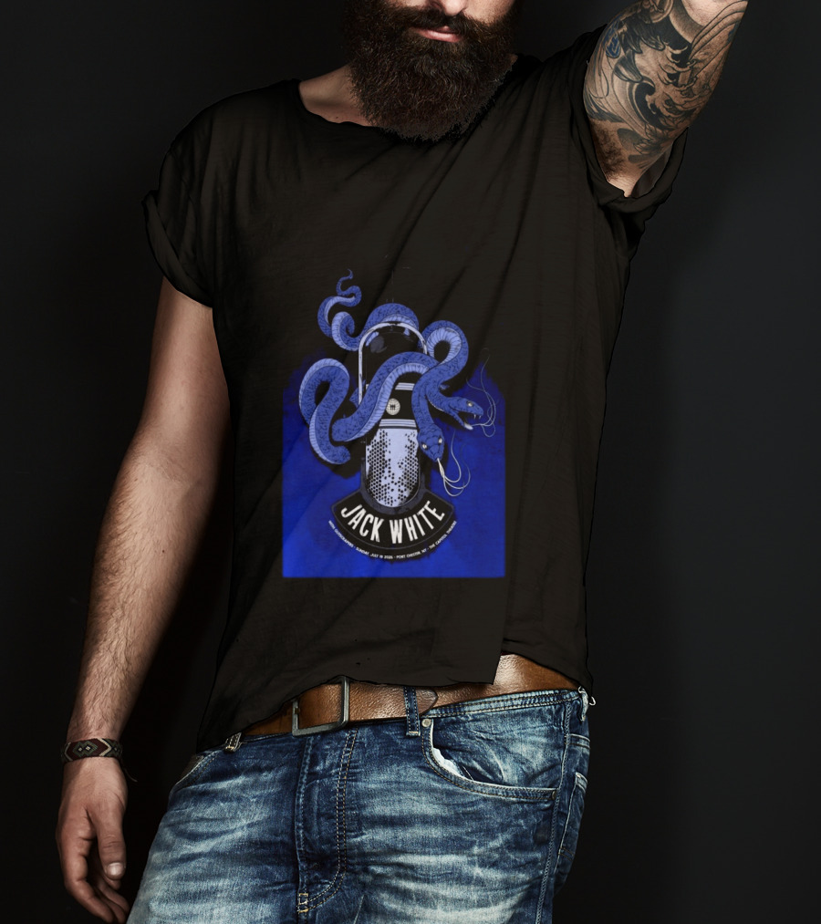 Jack White Tour Port Chester NY Jul 19 2026 Blue Snake Microphone T-Shirt