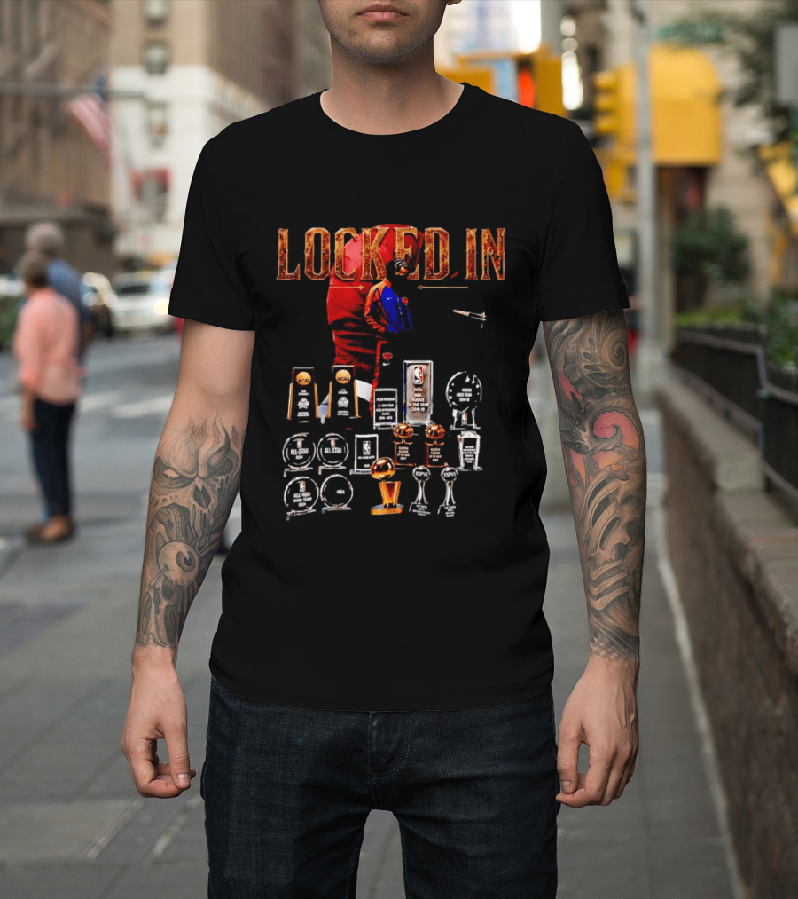 LOCKED IN Jalen Brunson NBA Rookie Of The Year Trophies Awards T-Shirt