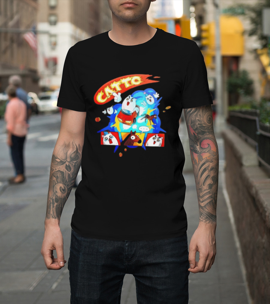 Catto Cartoon Cat Driving A Car With Funny Expressions And Comic Style Panels T-Shirt