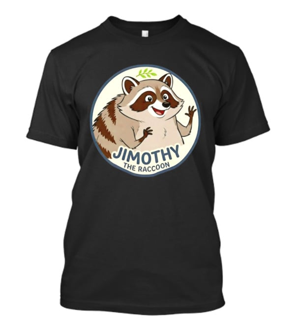Jimothy The Raccoon Friendly Cartoon Character With Leaf Motif T-Shirt