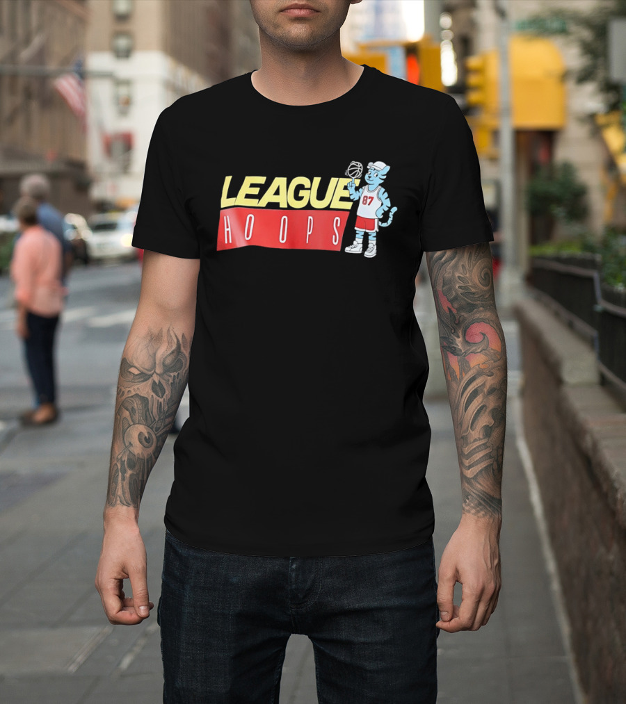 League Hoops Tiger 87 Basketball Cartoon T-Shirt