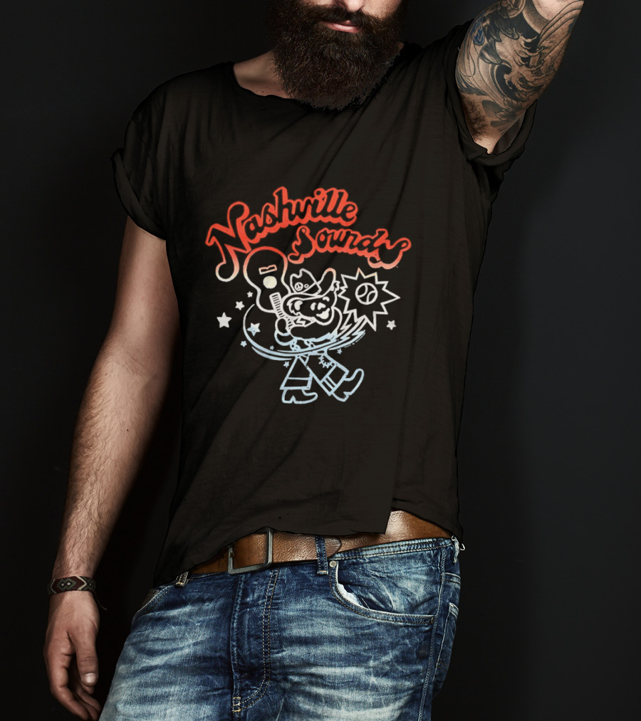Nashville Sounds Dancing Bear Baseball Bat And Starry Night T-Shirt