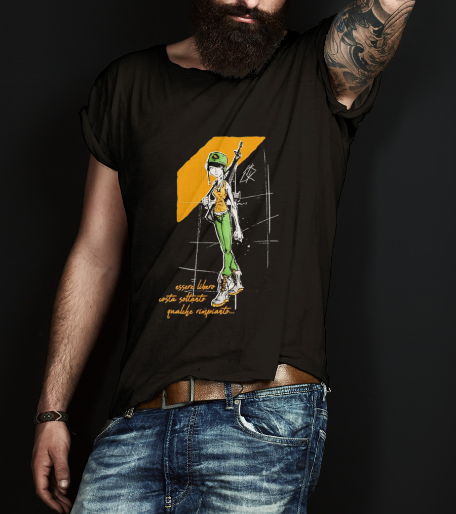 Essere Libero Costa Soltanto Qualche Rimpianto Army Girl With Rifle And Green Hat T-Shirt