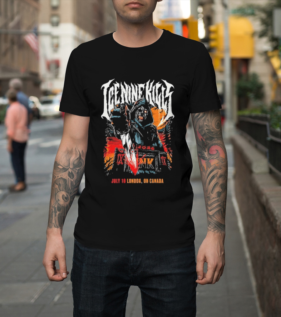 Ice Nine Kills London On Canada 2026 Exclusive On July 18 2026 At Harris Park T-Shirt