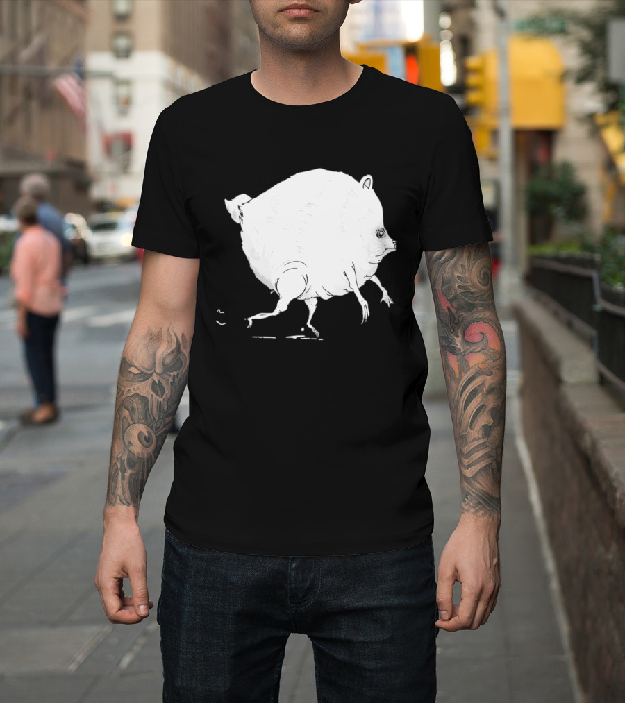 Running Round Hamster Creature Absurd White Quadruped Honesty T-Shirt