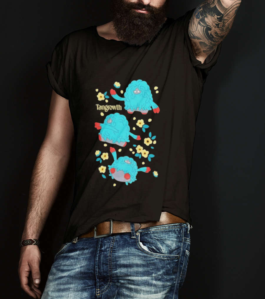 Tangrowth Pokémon Floral Grass Type Yellow Flowers And Blue Vines T-Shirt