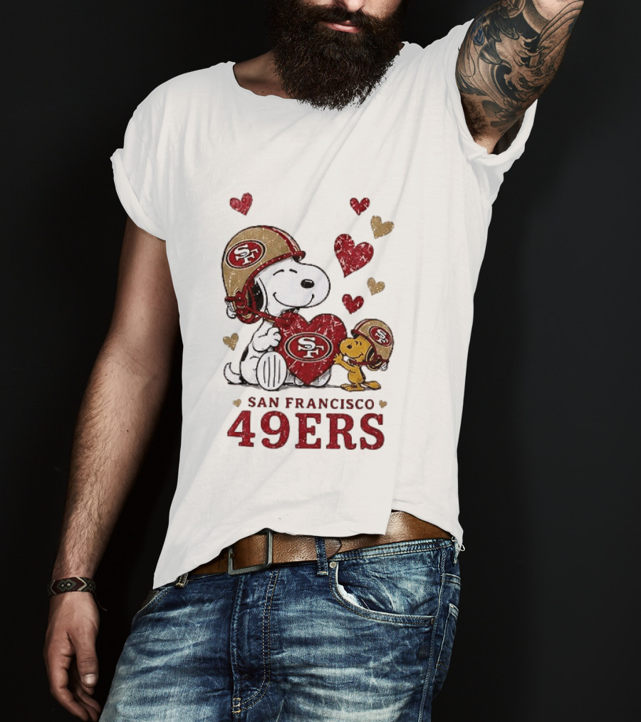 San Francisco 49ers Peanuts Snoopy Love Hearts T-Shirt