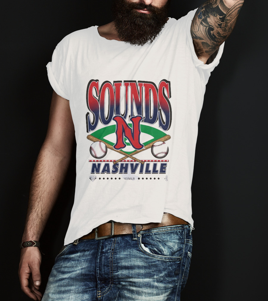 Nashville Sounds MiLB Baseball Team Logo With Bat And Ball T-Shirt