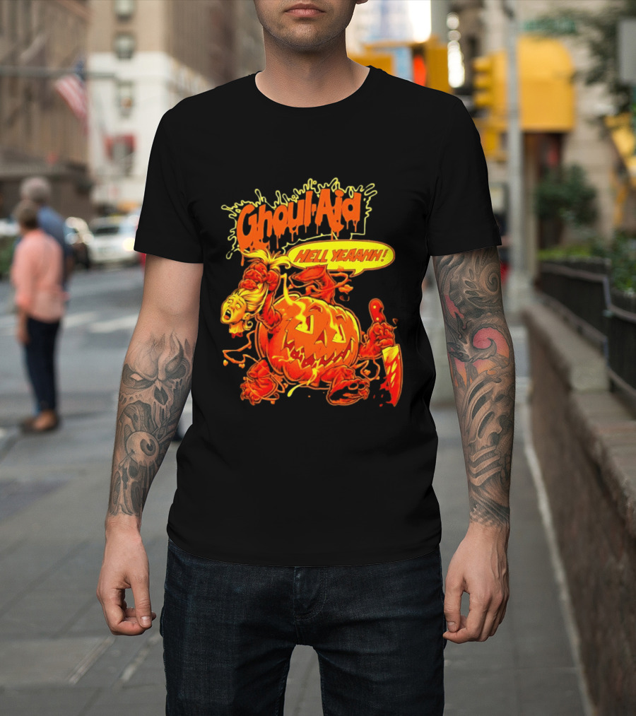 Ghoul Aid Hell Yeaahh Pumpkin Halloween Knife Monster T-Shirt