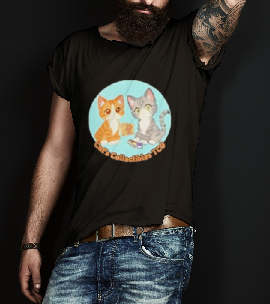 Cat's Collectibles TCG Cute Cartoon Cats Holding Trading Cards T-Shirt