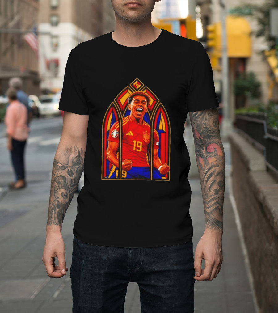 Lamine Yamal Spain National Team Number 19 Stained Glass Artistry T-Shirt