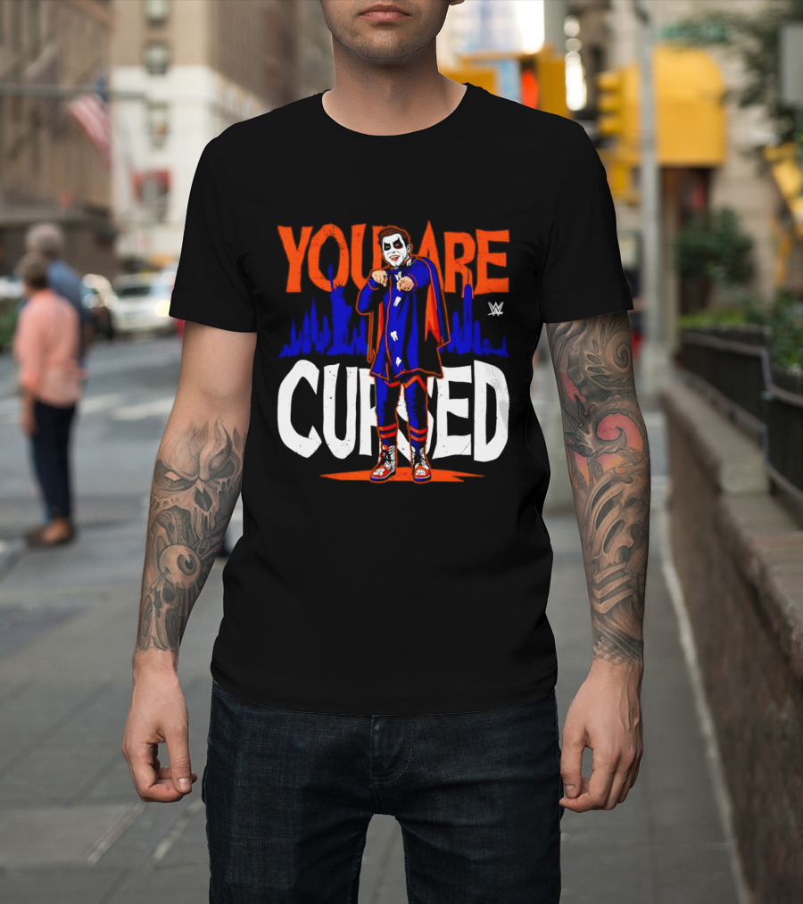Danhausen You Are Cursed WWE Distressed Orange Blue Jokerface T-Shirt