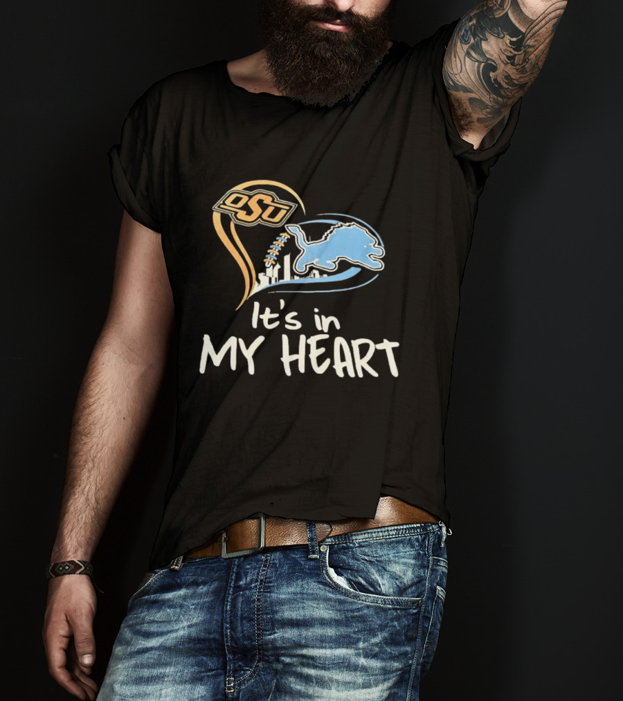 OSU And Detroit Lions Heart Graphic Connection T-Shirt