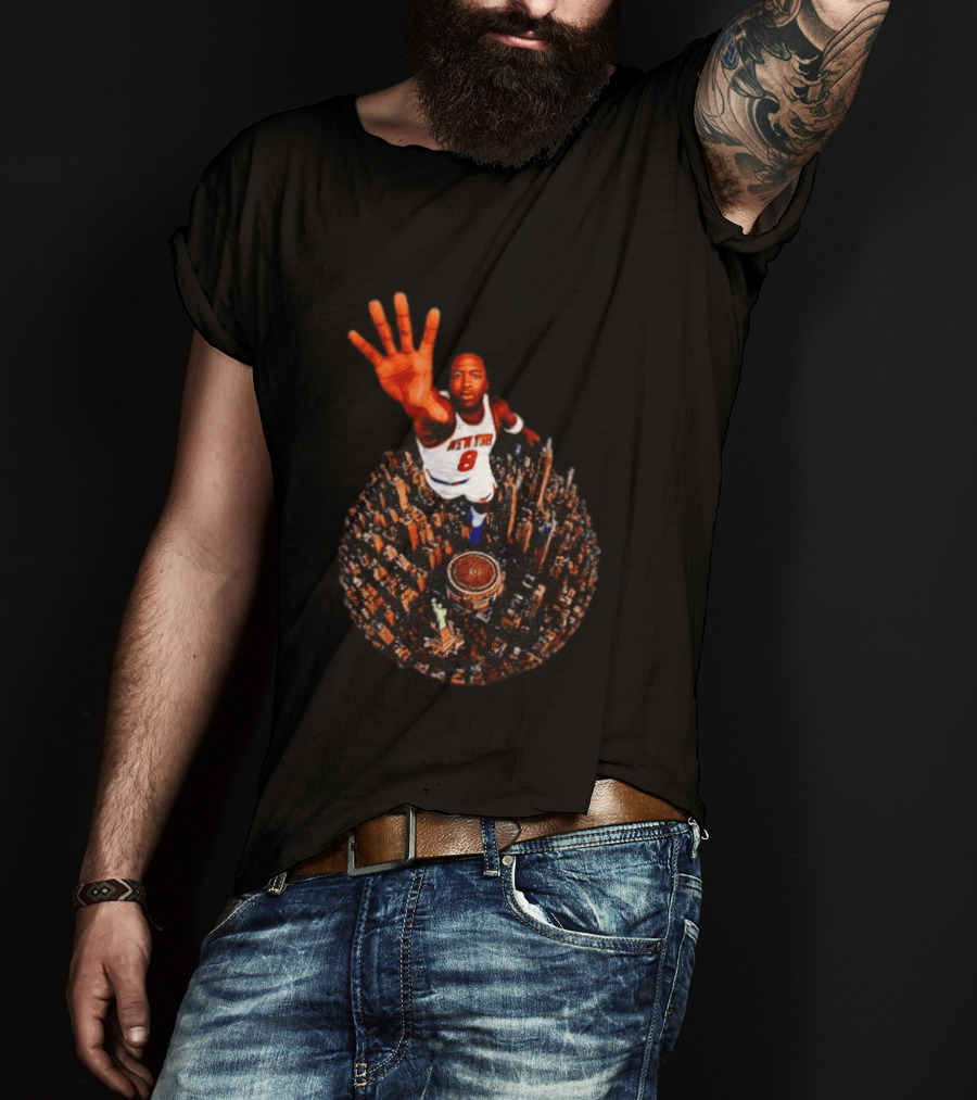 New York Knicks No 8 Aerial Cityscape Legend T-Shirt