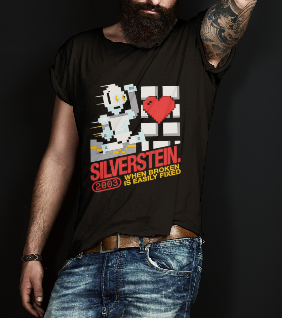 Silverstein 2003 When Broken Is Easily Fixed Pixel Robot Heart T-Shirt