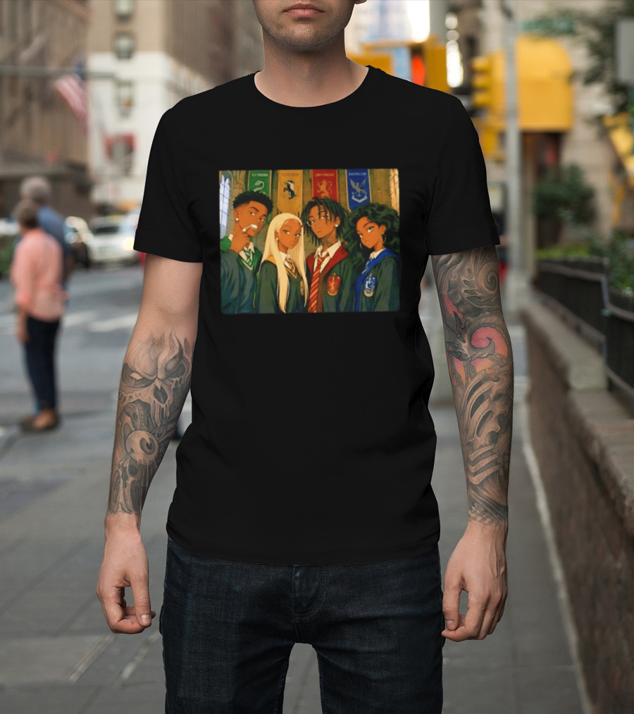 Slytherin Hufflepuff Gryffindor Ravenclaw Hogwarts Students Anime Characters T-Shirt