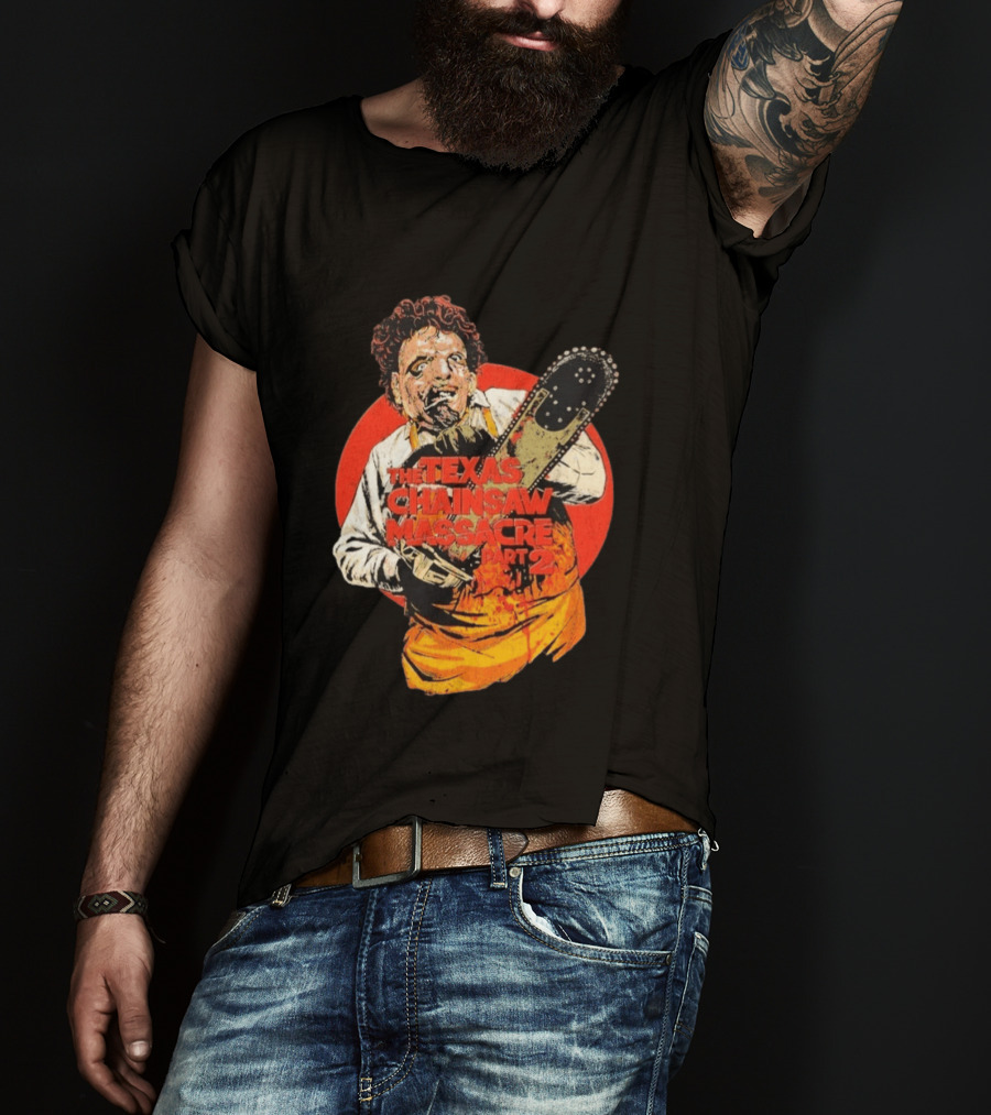Texas Chainsaw Massacre Part 2 Bubba Chainsaw Graphic Burst T-Shirt