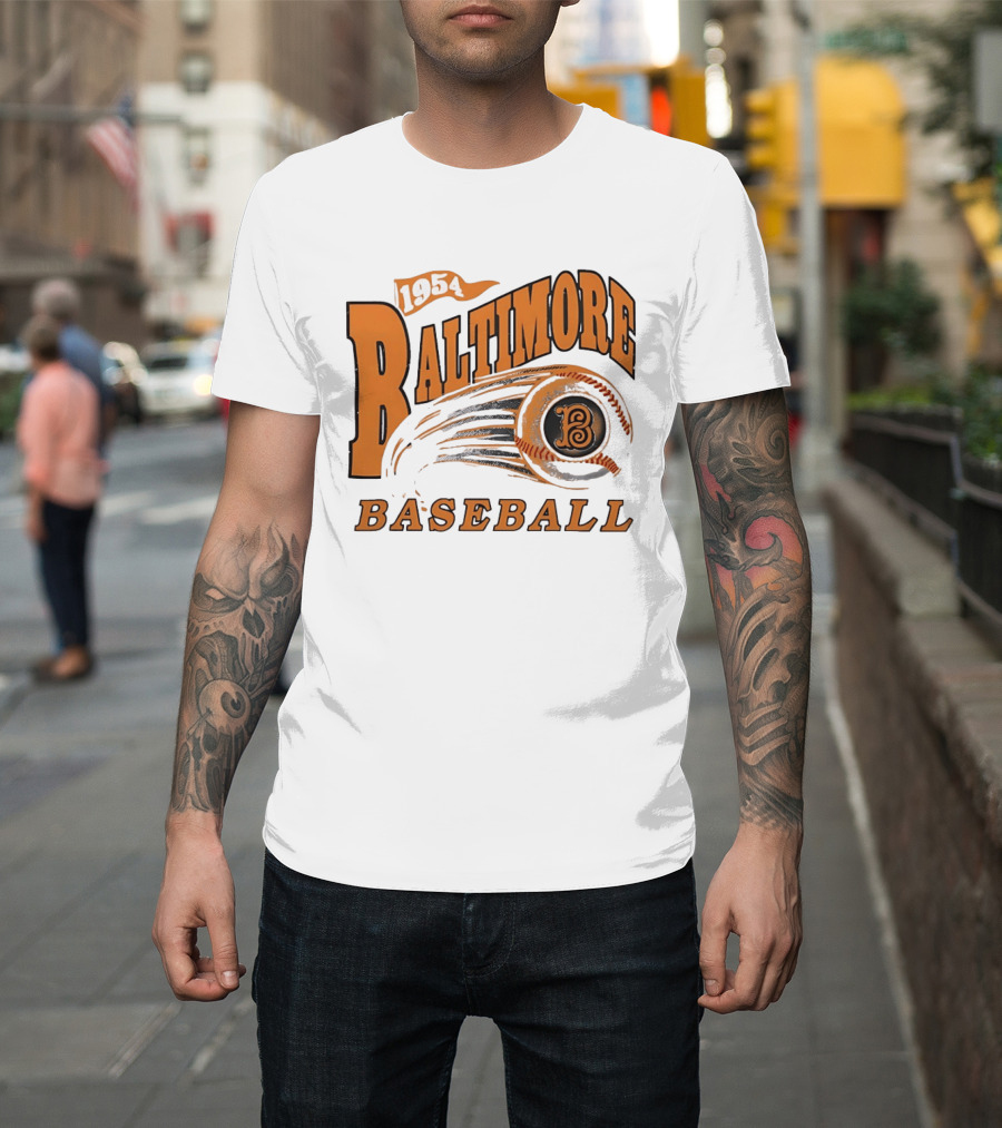 1954 Baltimore Baseball B Classic MLB Style Vintage Look T-Shirt