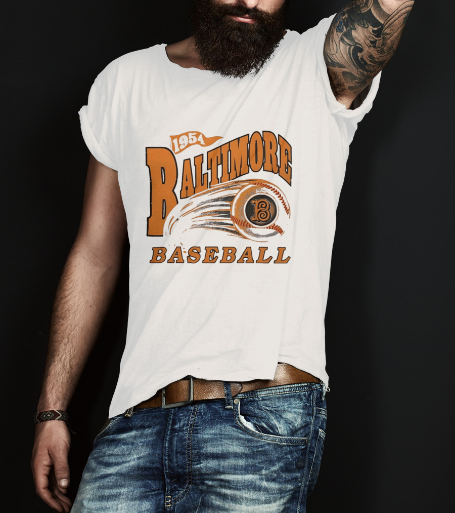 1954 Baltimore Baseball B Classic MLB Style Vintage Look T-Shirt