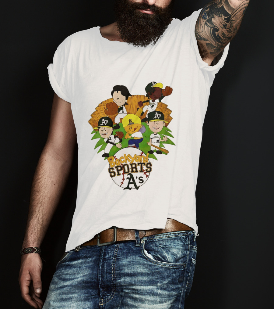 Backyard Sports A's Oakland Athletics MLB Characters Playing Baseball T-Shirt
