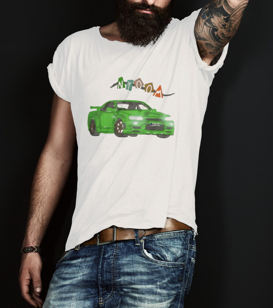 Nissan Skyline R34 GTR Nyoom JDM Drift Car Fan T-Shirt