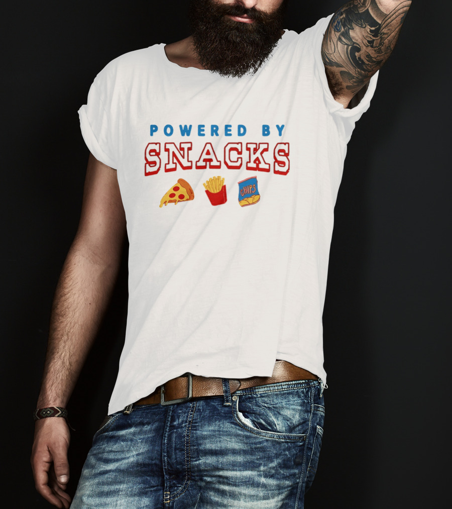 Powered By Snacks Pizza Fries Chips T-Shirt