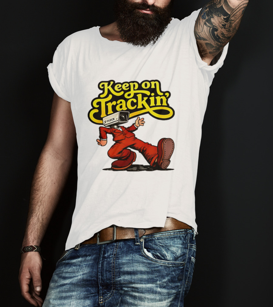 Keep On Trackin' Security Camera Head Person Walking T-Shirt