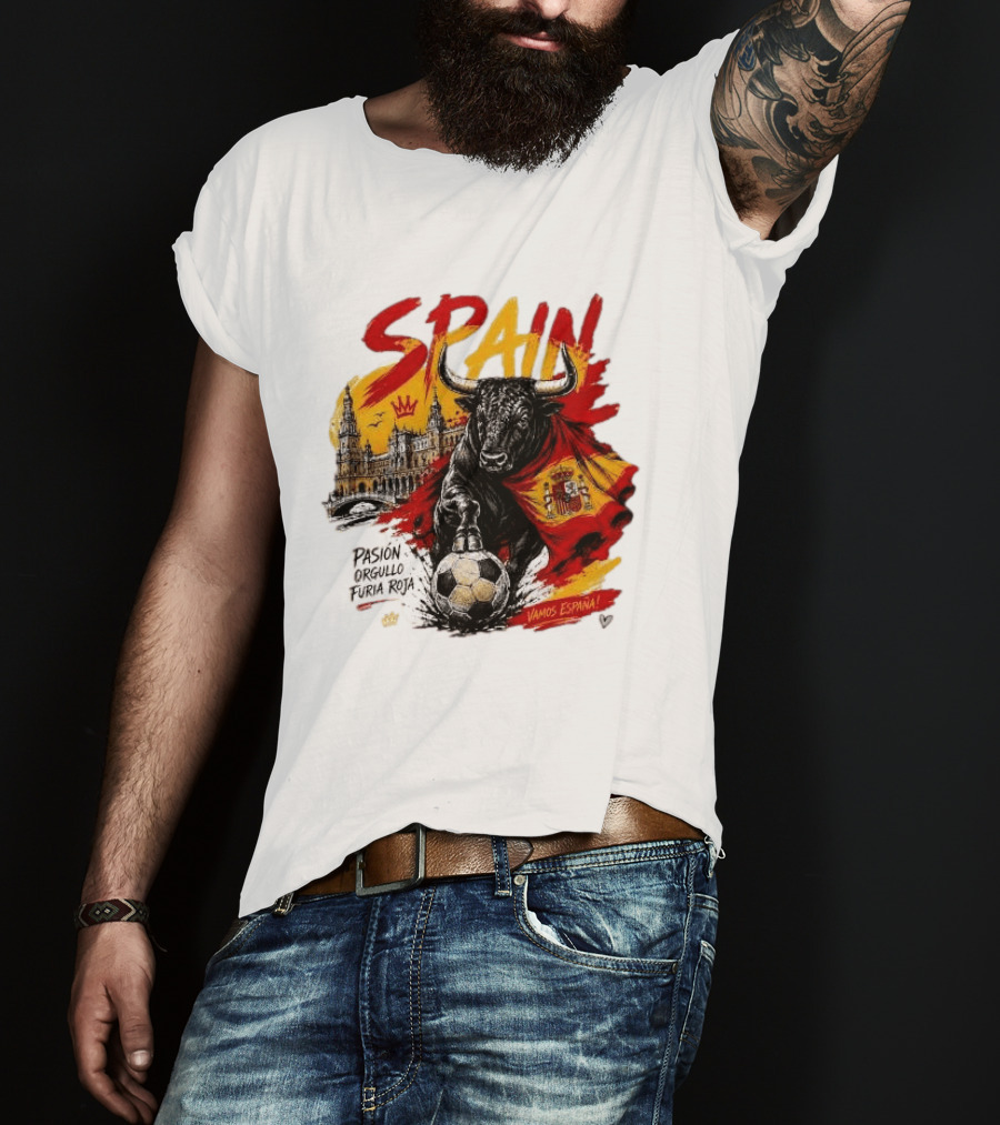 Spain Pasión Orgullo Furia Roja Vamos España Bull Flag 2026 T-Shirt
