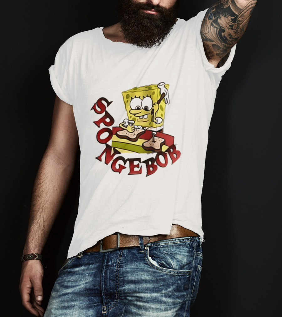 SpongeBob Assembling Sandwich With Hammer T-Shirt